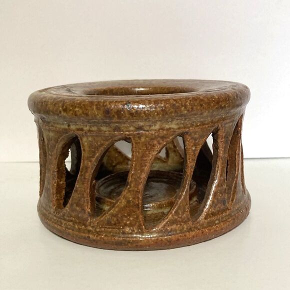Ceramic Lantern Pottery Art Tea Light Luminary Candle Holder 2.75 in tall x 4.5 - Picture 4 of 14